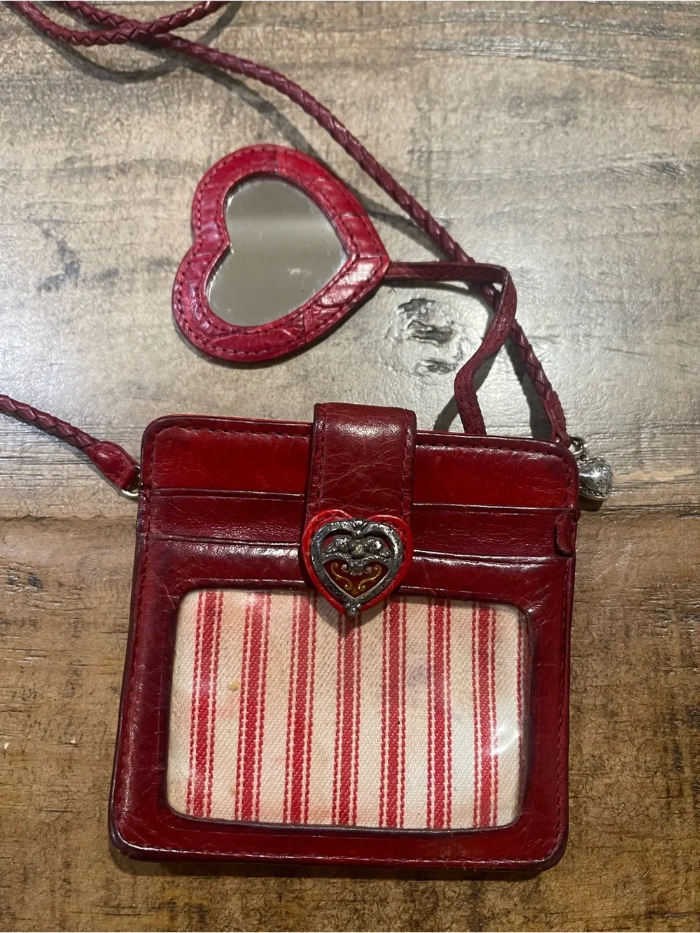 Brighton Red Heart Mirror Cardholder Crossbody